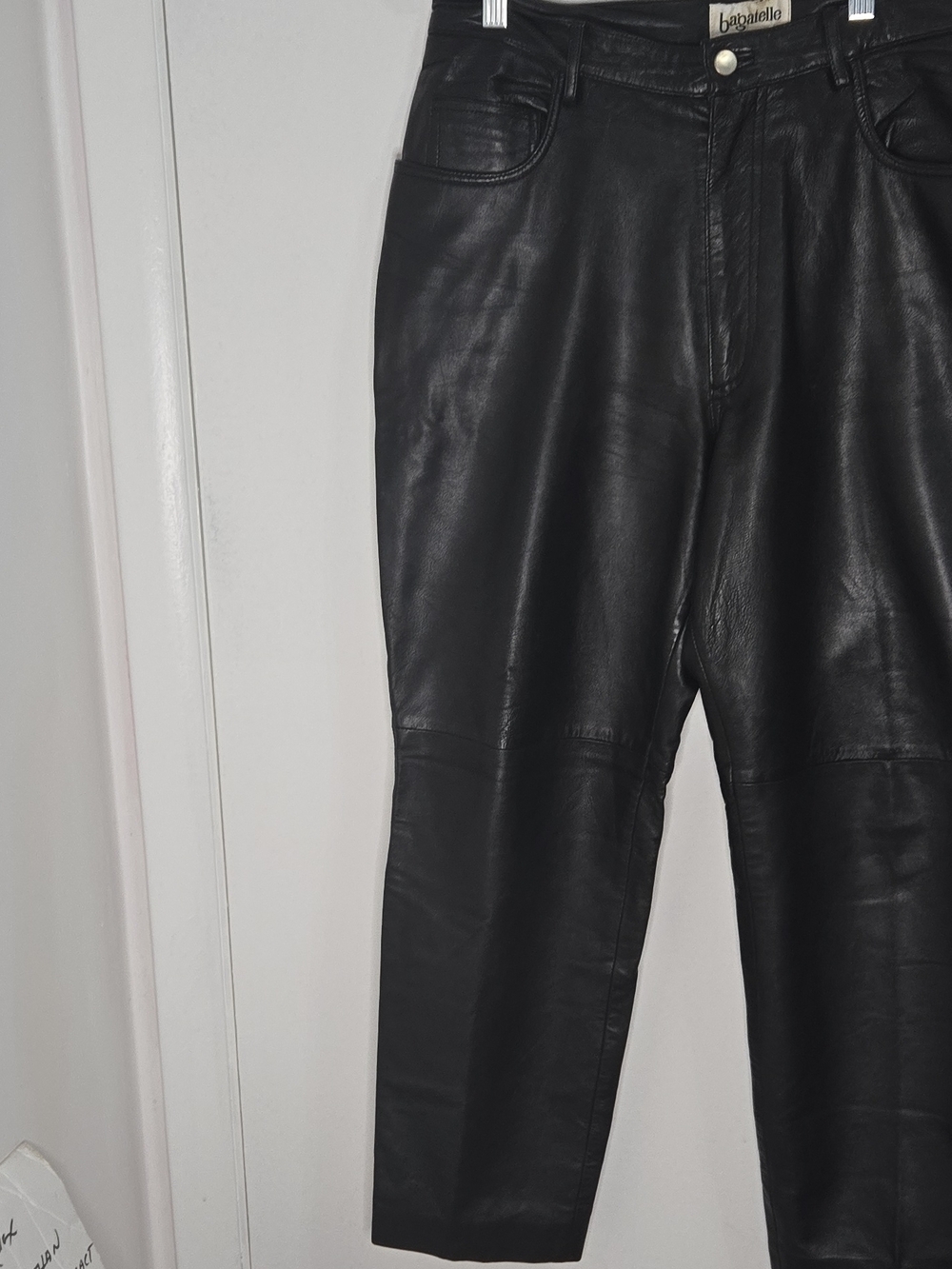 Bagatelle Black Leather Straight Pants